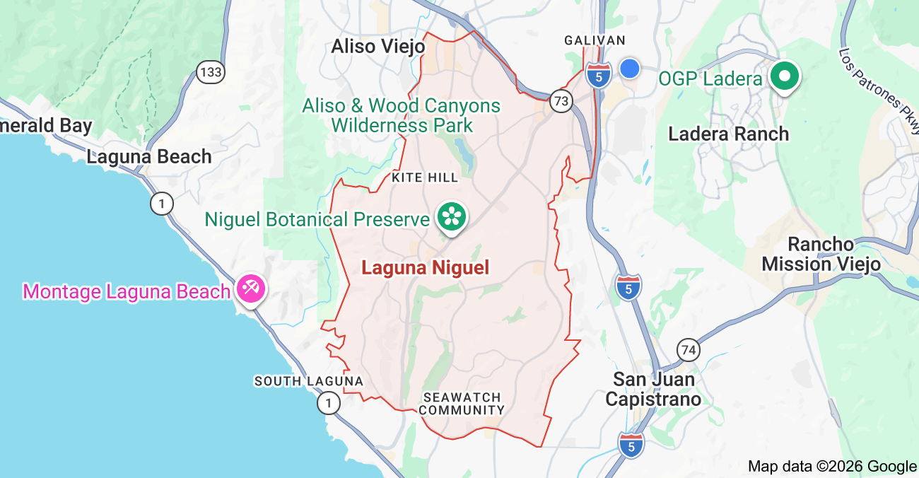 Orientation map showing Laguna Niguel within South Orange County, California